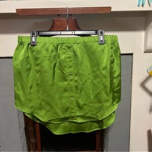 Vibrant Green Button-Down Skirt